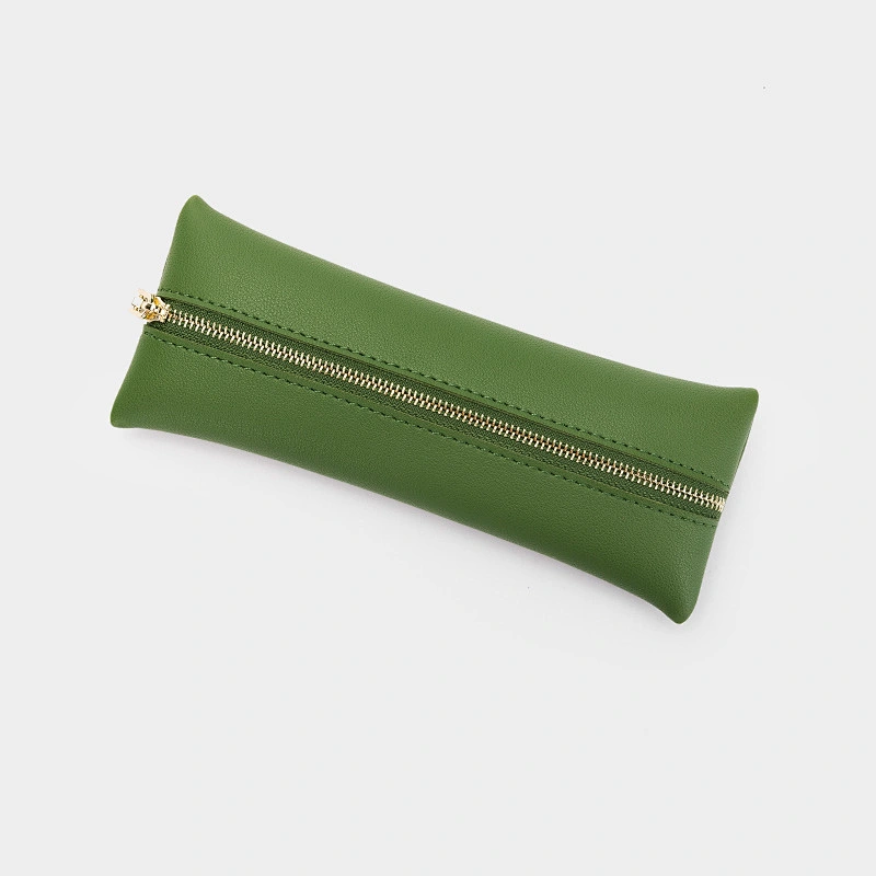 Simple Pencil Case PU Solid Color Student Pencil Bag Creative Leather Storage Pencil Case