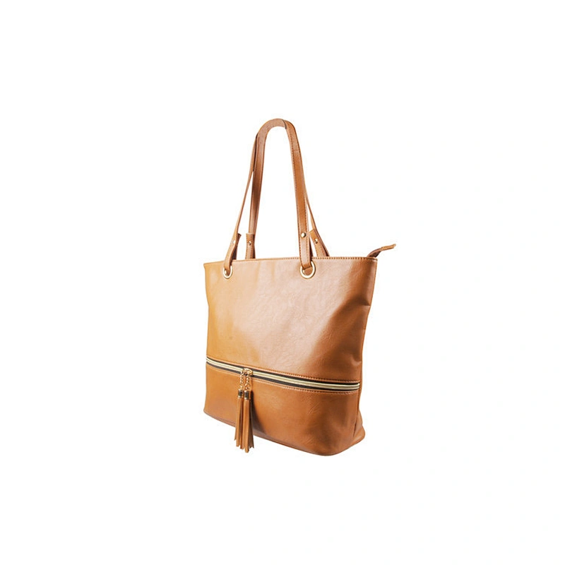 2019 New Spring Line PU Leather Women Tassel Zipper Tote Handbag