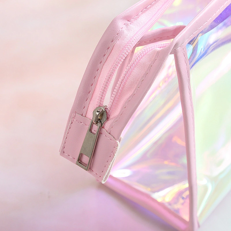 Waterproof Clear Transparent TPU Glitter Cosmetic Pouch Holographic Makeup Bag