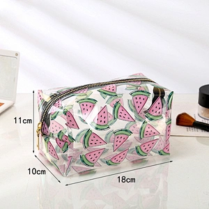 Creative 5 Styles Waterproof Transparent Cosmetic Fruits Printing Makeup Clear Case PVC Zipper Travel Bag
