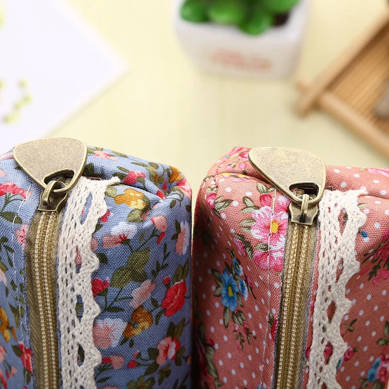 Wholesale Student Supplies Elegant Floral Pencil Case Korea Extended Pencil Case Stationery Bag