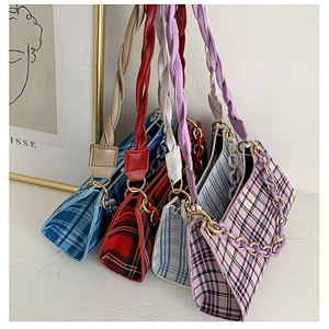 2020 New Arrival Handbag Plaid Shoulder Bags With Long Handle For Women Frog Bag