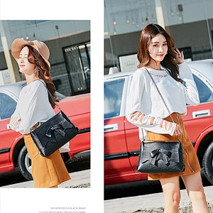2020 Spring Summer Korean Version Of The Bow Shoulder Chain Leather Crossbody Bag Women