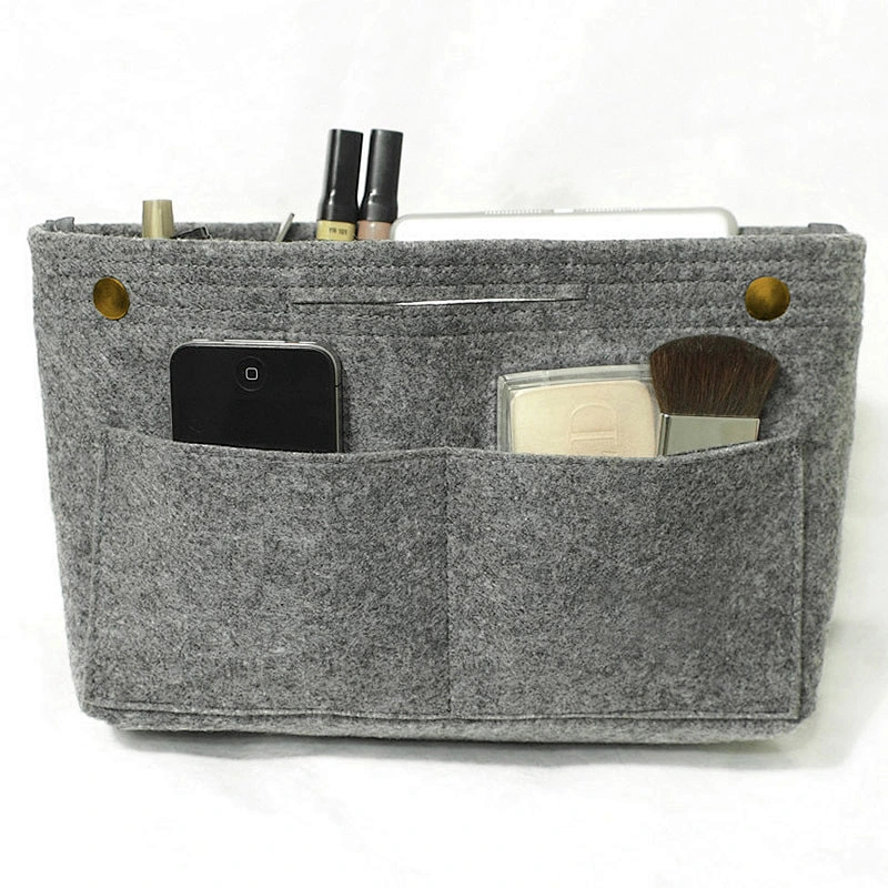 Medium-Sized Felt Cosmetic Bag Large Capacity Multi-Functional Double Layer Storage Bag Makeup Felt Bags