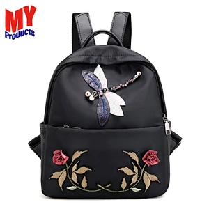 Popular Large Capacity Backpack Stylish Embroidery Nylon Backpack For Girl