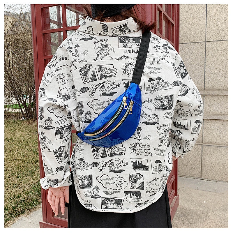 Pillow Shape PU Waterproof Holographic Laser Fanny Pack Waist Bag Mobile Phone Pouch Fashion Sport Pocket Waist Pack