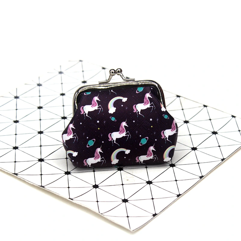 Factory wholesale unicorn print coin purse cartoon creative lady purse