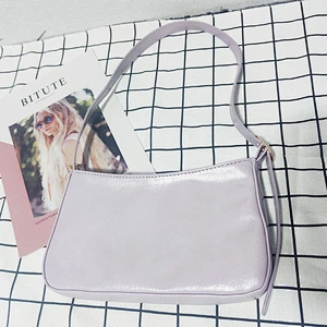 2021 Summer New Design Oil Wax Leather Shoulder Bag Simple  Ladies Baguette Handbags Underarm Bag