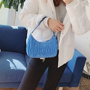 Customized 2020 Summer New Fashion Designers Hobo Pleated Underarm Bags Women Handbags Purses