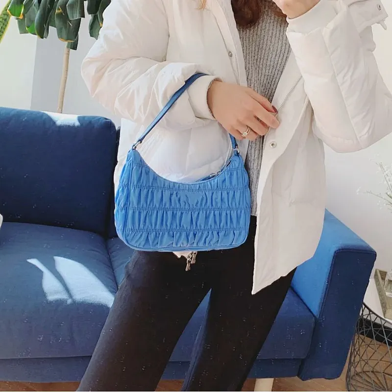 Customized 2020 Summer New Fashion Designers Hobo Pleated Underarm Bags Women Handbags Purses