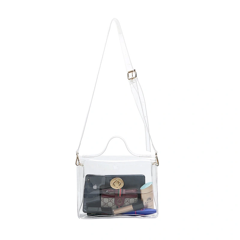 Wholesale customized fashion waterproof high quality women transparent handbag shoulder pvc bags women handbags