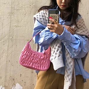Customized 2020 Summer New Fashion Designers Hobo Pleated Underarm Bags Women Handbags Purses