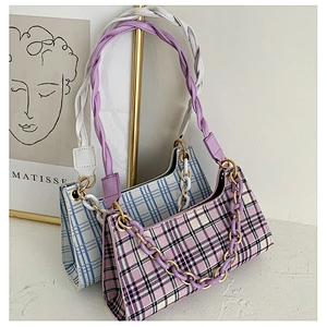 2020 New Arrival Handbag Plaid Shoulder Bags With Long Handle For Women Frog Bag