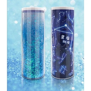 Quicksand Pencil Case Transparent Cylinder Erasable Multifunctional Student Stationery Box