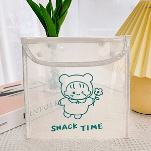 Korea Ins Homemade PVC Transparent Waterproof Storage Bag Stationery Bag With Colorful Chain