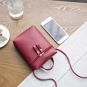 Fast Shipping PU Leather Ladies Simple Casual Shoulder Messenger Bag Small Change Mobile Phone Crossbody Bucket Bag