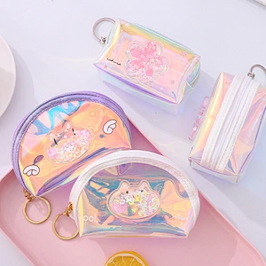 New small wallet Korean girl student cute key coin small bag laser coin purse female