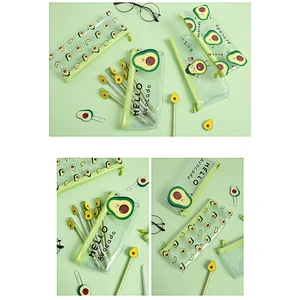 Ins Popular Cute Avocado Transparent Pencil Case Cartoon Pencil Case Bag For Girls