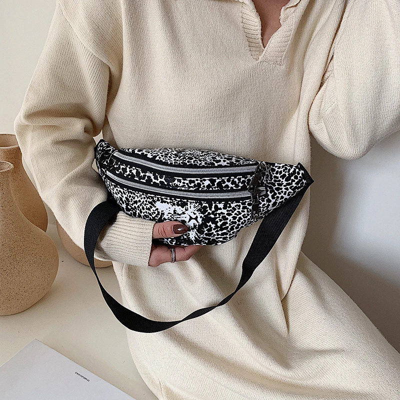 Fashion Wholesale Women Leopard Fanny Pack Pu Leather Street Wear Hip Pack Leopard Fanny Pack