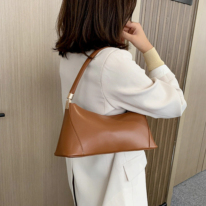 High Quality PU Ladies Fashion Underarm Bags Female Simple Retro Handbag For Women Shoulder Bag
