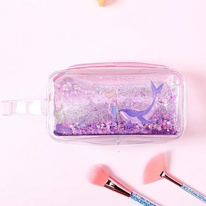 2020 Transparent Quicksand Shiny Cute Cartoon Large Capacity Kawaii Cosmetic Storage Bag