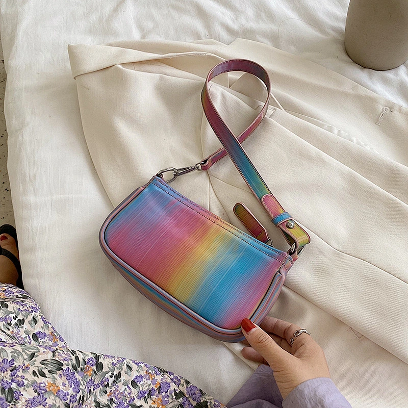 Ins Style Bag Female 2020 Summer New Trendy One-Shoulder Handbag Western Rainbow Underarm Bag