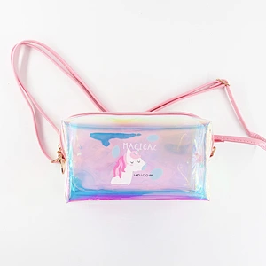 Personalized Custom Unicorn Cosmetic Bag Cartoon Cute Female Bag TPU Transparent Laser Holographic Bag