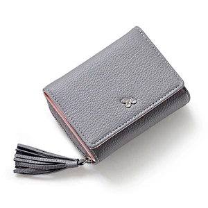 Fashion Tassel Small Zipper Short ladies leather purse wallet for woman