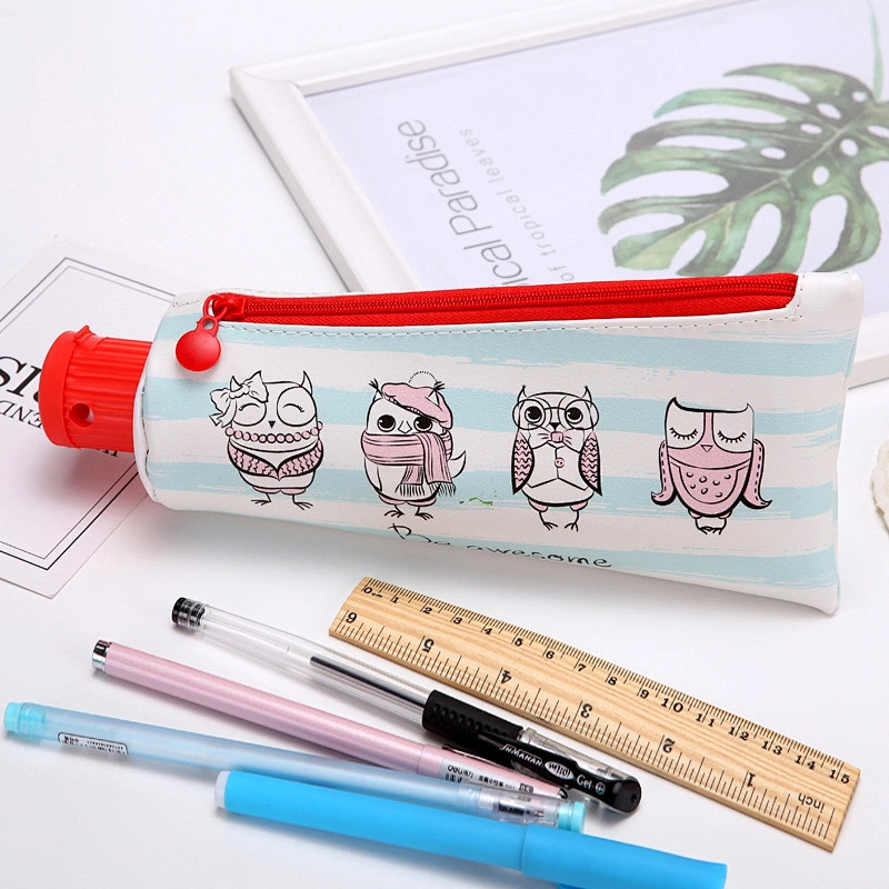 Korea Cute Cartoon Creative Pencil Case With Pencil Sharpener Toothpaste Shape Personality Storage Stationery Bag