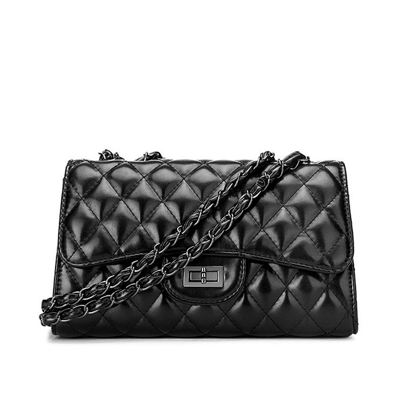 New fashion rhombic pu leather chain strap clutch bag single shoulder crossbody bag