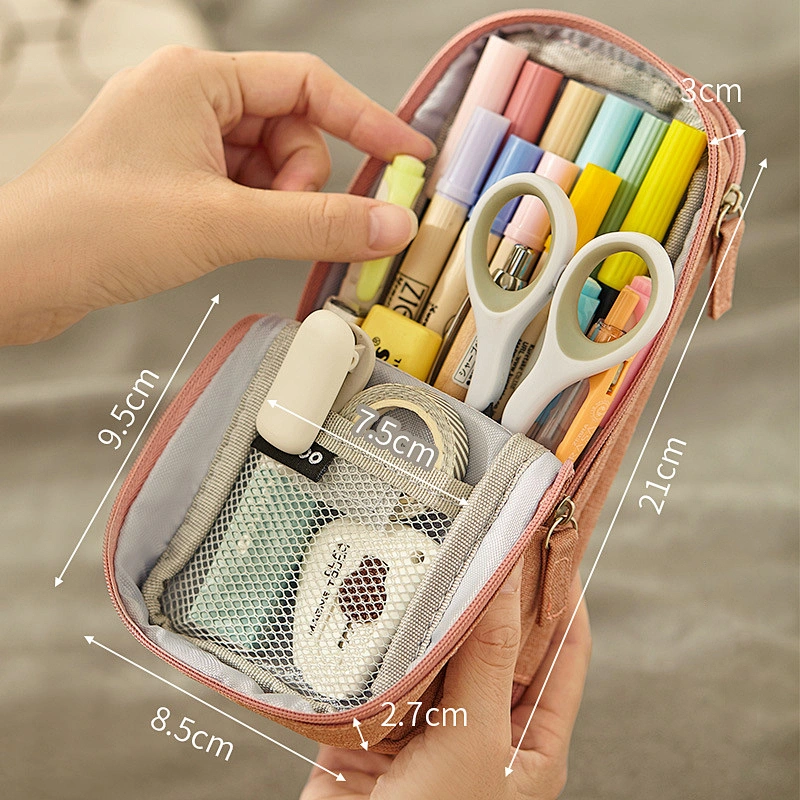 Korean Version Folding Pencil Case Female School Students Large Capacity Girl Creative Double Layer Stationery Box