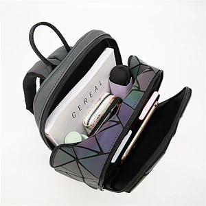Hot products ladies geometric luminous laser pu backpack new style women backpack bag