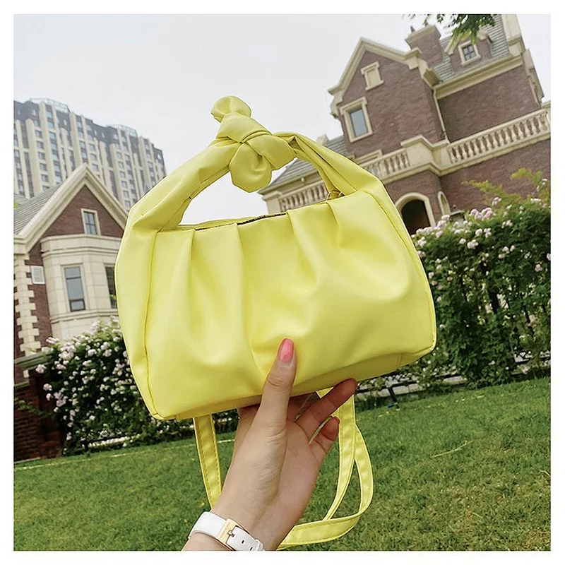 2020 Luxury New Design Cloud Shape Style Pleated Flap Handbags Small Cute Bow Dumpling Clutch Bags