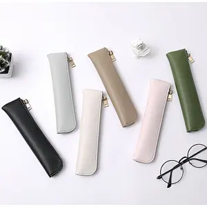 Soft PU Leather Pencil Pen Case Pouch Holder Stationery Bag Zipper Pouch