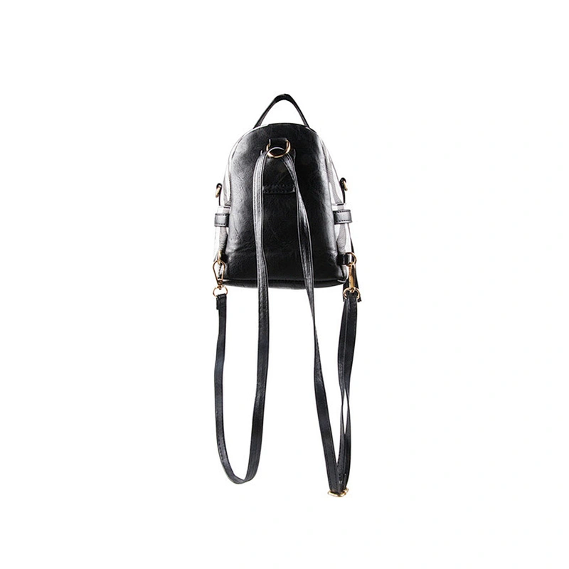 Custom High Quality New Trend Mini Backpack Black Leather Backpack Women