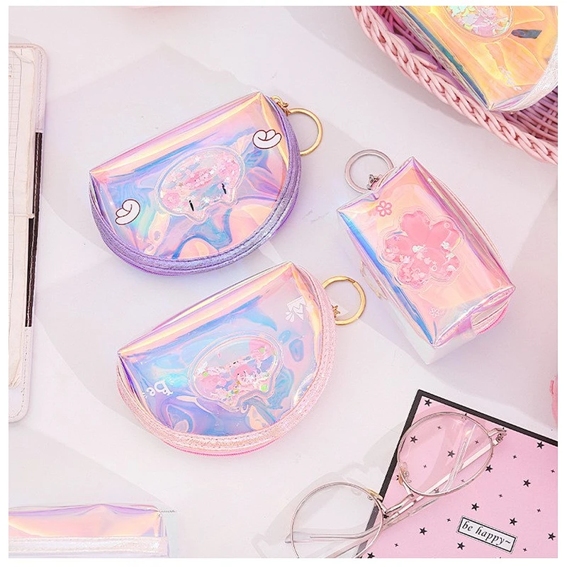 New small wallet Korean girl student cute key coin small bag laser coin purse female