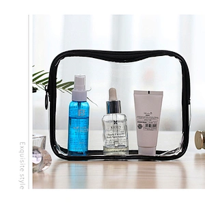 Custom Women Clear Matte Makeup Organizer Pouches Tote Travel Bags Transparent PVC Cosmetic Bag