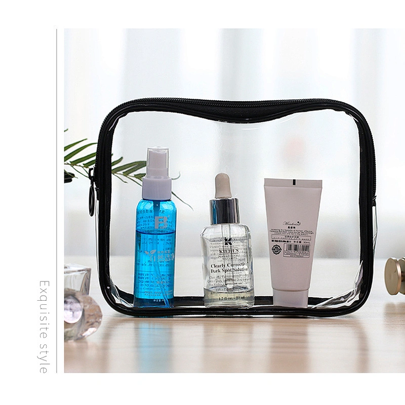 Custom Women Clear Matte Makeup Organizer Pouches Tote Travel Bags Transparent PVC Cosmetic Bag