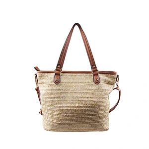 Custom New Stylish Linen Cotton And PU Leather Lady Luxury Hand Bag