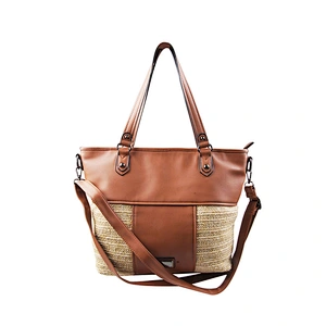 Custom New Cheap Womens Handbag PU And Jute Fashion Handbag