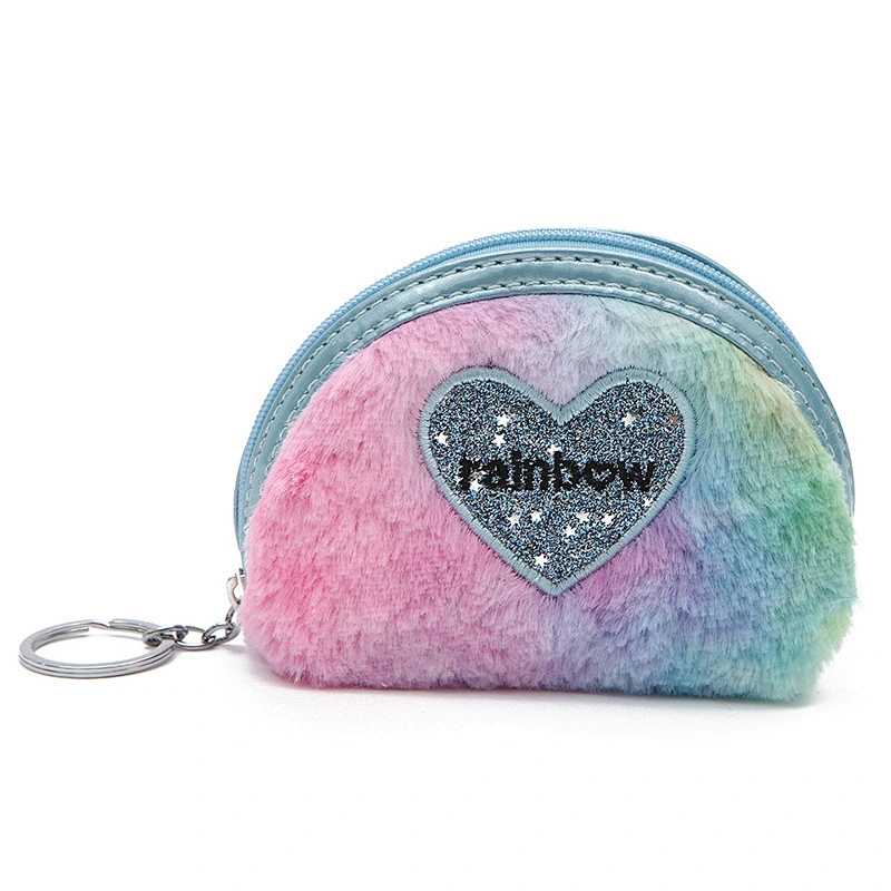 Trendy Hot Colorful Heart-shaped Coin Purse Creative Plush Mini Wallet Ladies Storage Coin Bag Wholesale