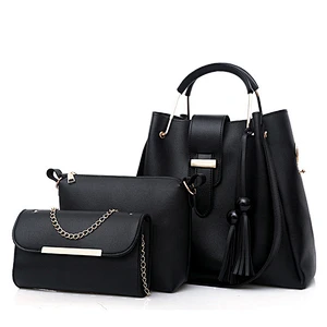 2020 New Fashion 3 Pcs Bucket Ladies Bags Pu Leather Handbag Set
