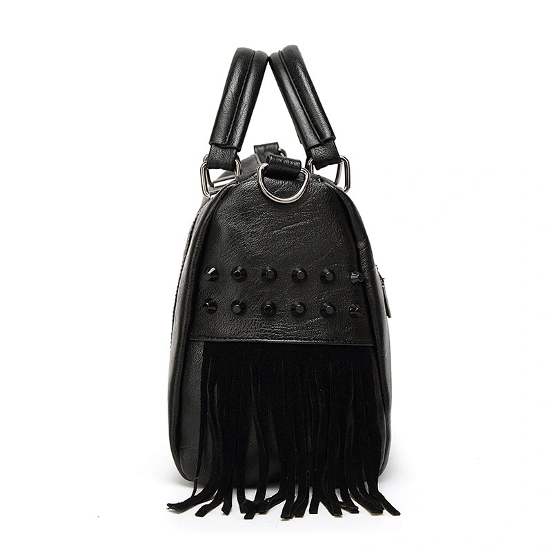 Beautiful korean ladies pu leather hand bags women black fashion tote handbag