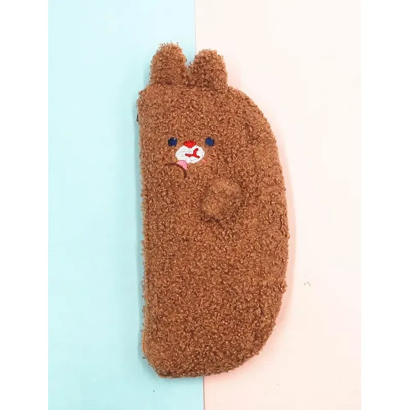 Ins Lamb Plush Cute Animal Shape Pencil Bag Pupils Stationery Storage Bag