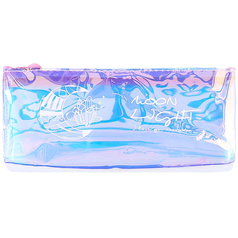 Laser Pencil Case Simple Small Girl Pencil Case Transparent Student Large-Capacity Stationery Bag