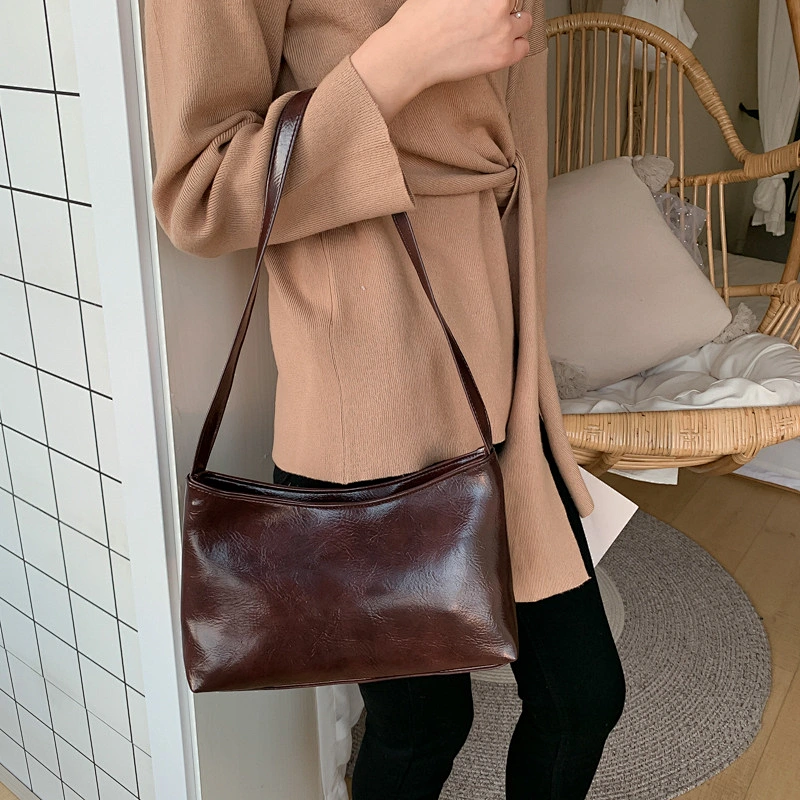 Classic Solid-Color Patent Leather One-Shoulder Bag Women Tote Bag New Women Underarm Bag Shoulder Handbag