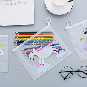 Cheap Wholesale School Office Stationery Clear Kawaii Unicorn Transparent Custom Cute Kids Pencil Case