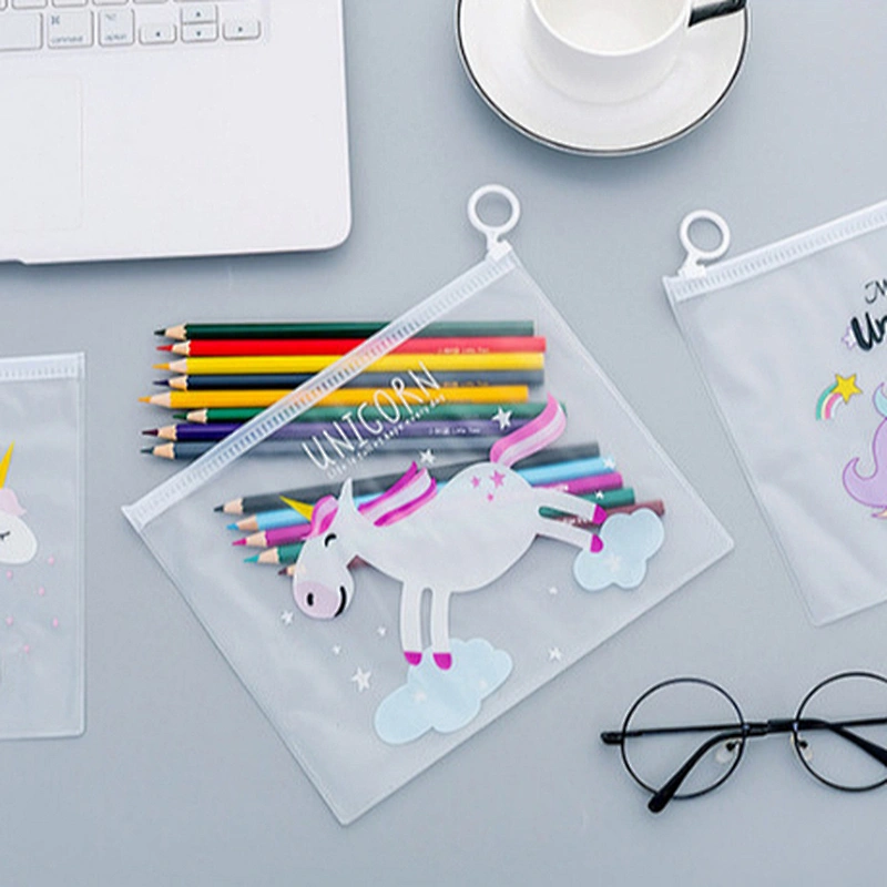 Cheap Wholesale School Office Stationery Clear Kawaii Unicorn Transparent Custom Cute Kids Pencil Case