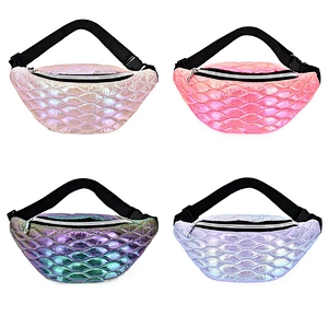 Fashion Designer Bum Bag Women Holographic Shiny Waist Bag laser PU Chest Bags