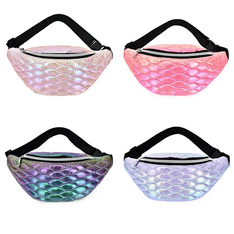 Fashion Designer Bum Bag Women Holographic Shiny Waist Bag laser PU Chest Bags